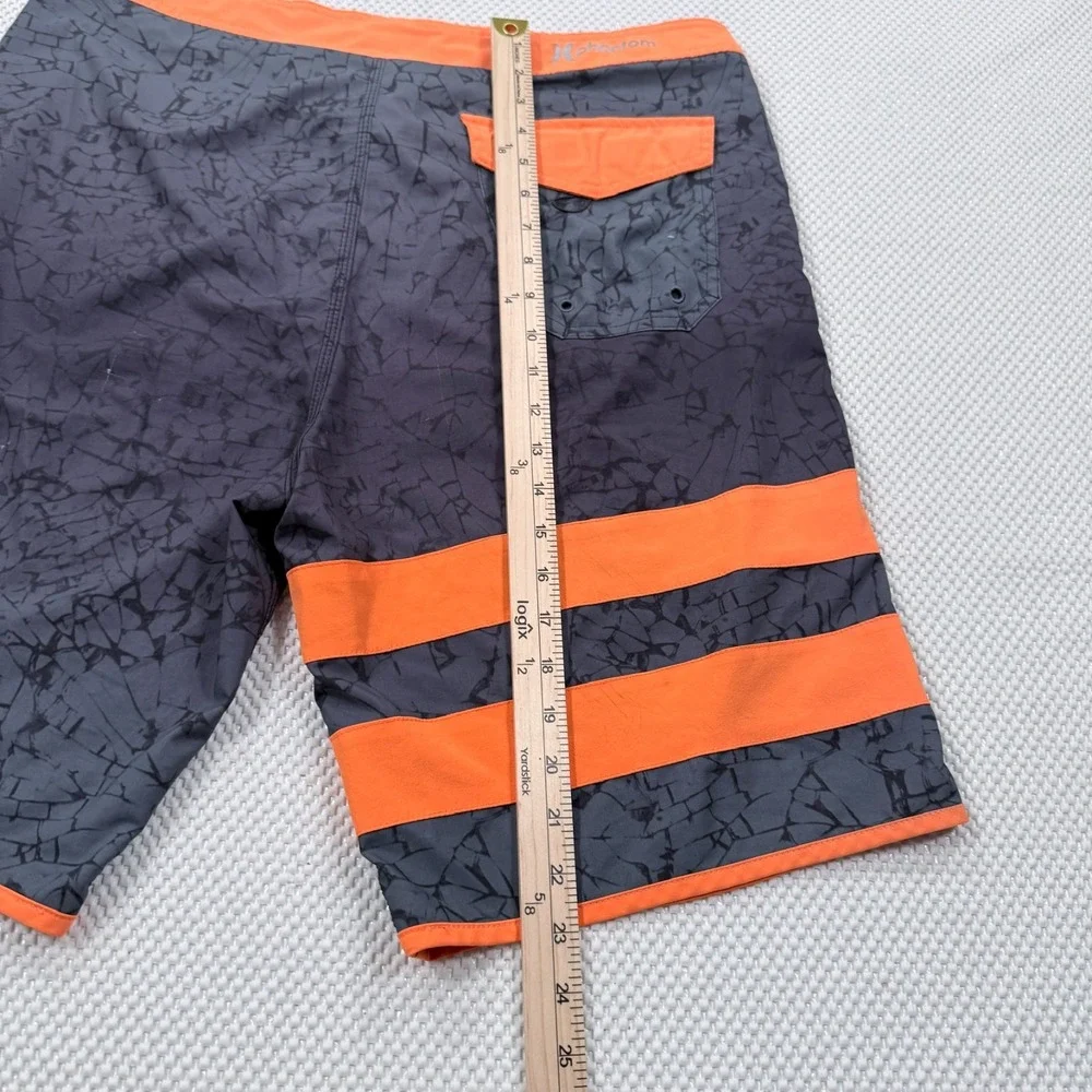 Hurley Phantom JJF Board Shorts Mens 36 L Grey Orange Cracked Ice Swim Trunks 21